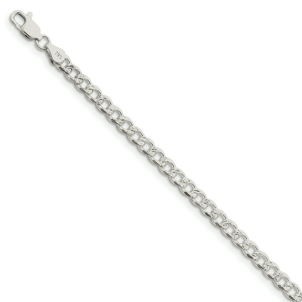 Sterling Silver 4.5mm Pavâ Curb Chain Sterling Silver 4.5mm Pavâ Curb Chain